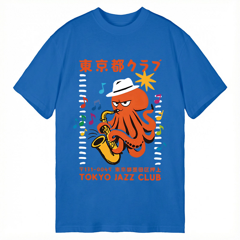 Modecanvas Japanese Octopus In Band DTG Printing Classic T-Shirt-modecanvas