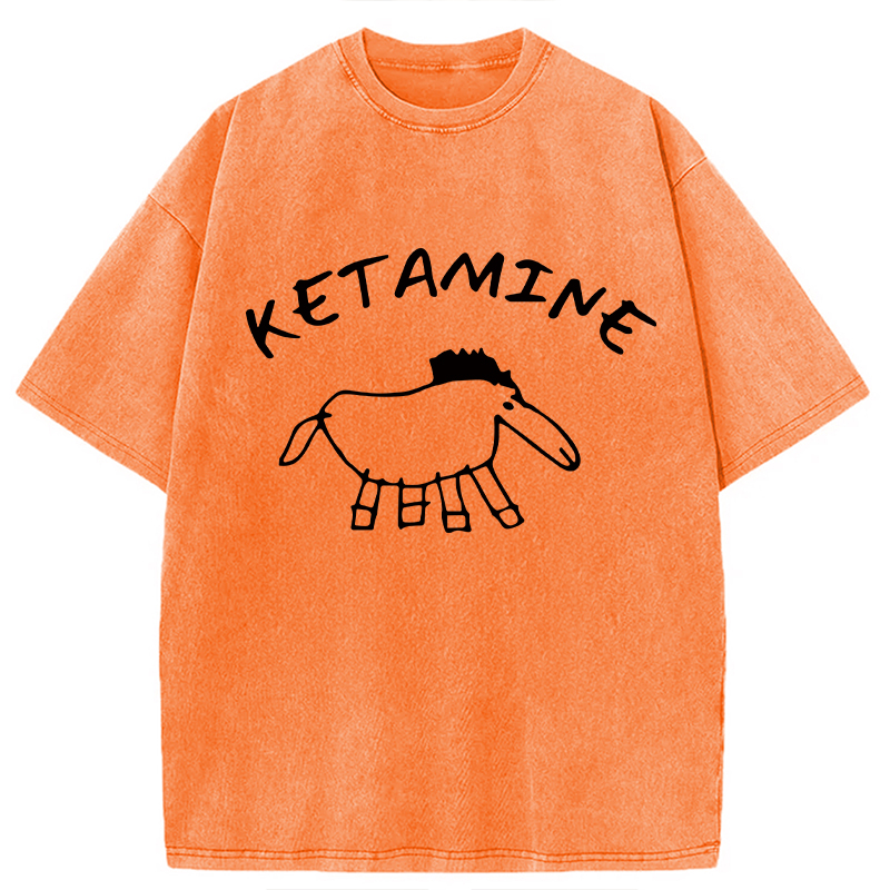 Modecanvas Ketamine Child Drawing DTG Printing Washed T-Shirt