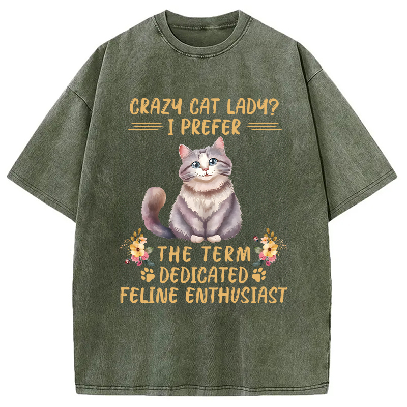 Modecanvas Funny Sarcastic Cat Lady DTG Printing Washed T-Shirt