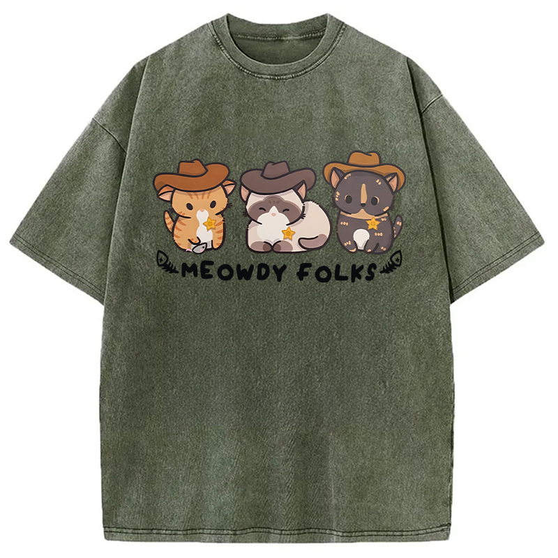 Modecanvas Meowdy Folks DTG Printing Washed T-Shirt
