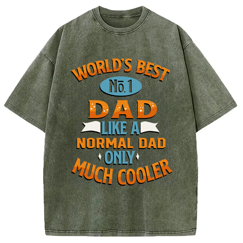 Modecanvas Worlds Best No 1 Dad DTG Printing Washed T-Shirt