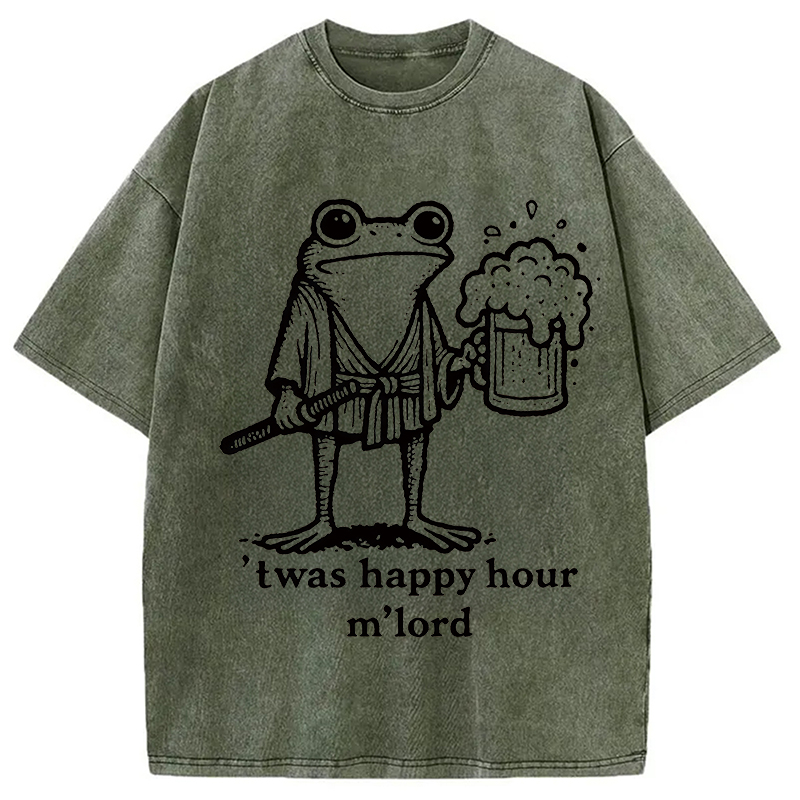 Modecanvas Happy Hour Frog Washed T-Shirt