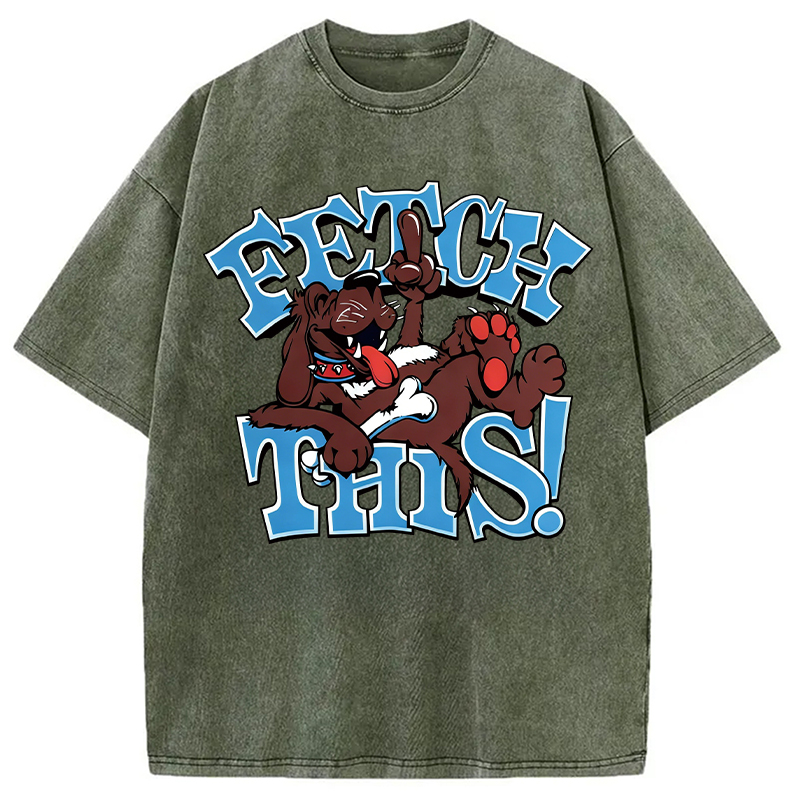Modecanvas Vintage 90s Fetch Dog DTG Printing Washed T-Shirt