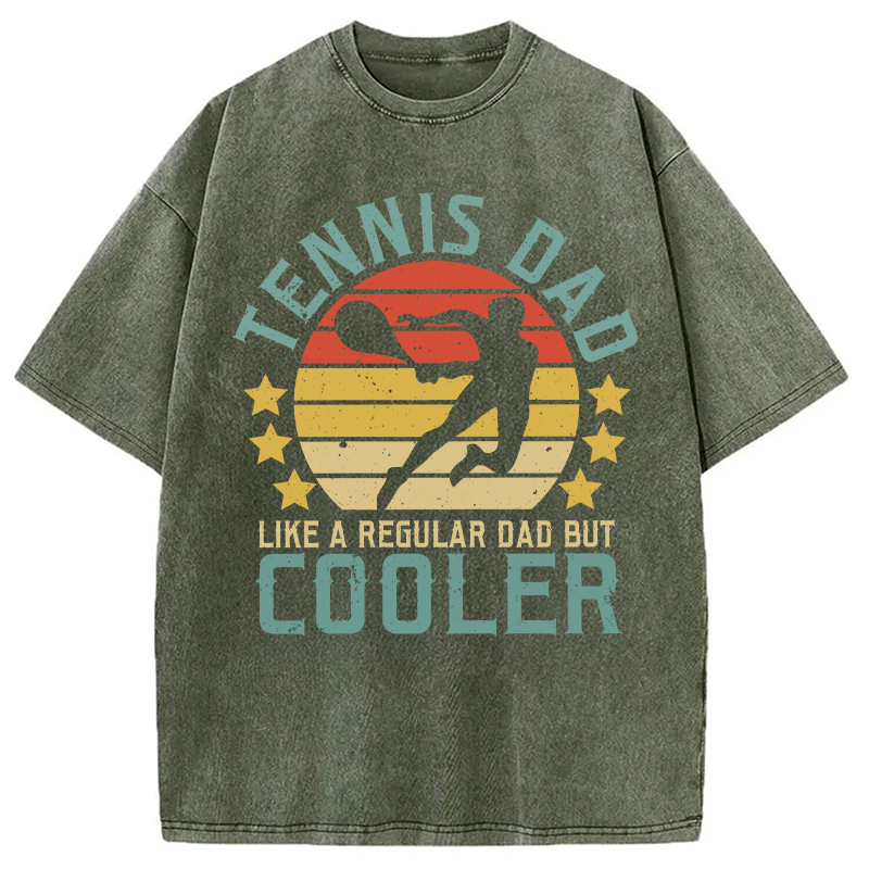 Modecanvas Funny Tennis Dad Like A Regular Dad But Cooler DTG Printing Washed T-Shirt