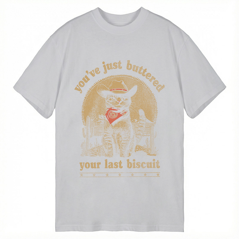 Modecanvas Western Cowboy Cat DTG Printing Classic T-Shirt-modecanvas