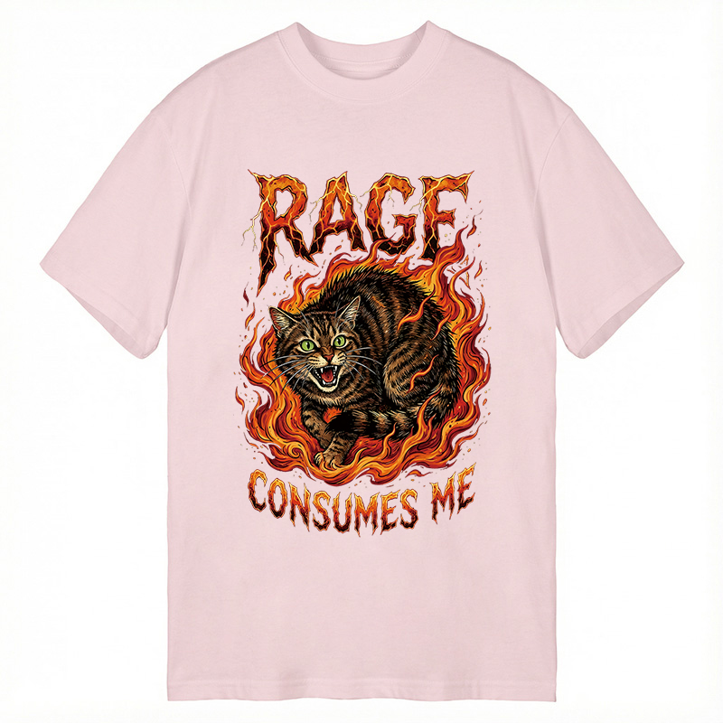 Modecanvas Rage Consumes Me Angry Cat Meme DTG Printing Classic T-Shirt-modecanvas