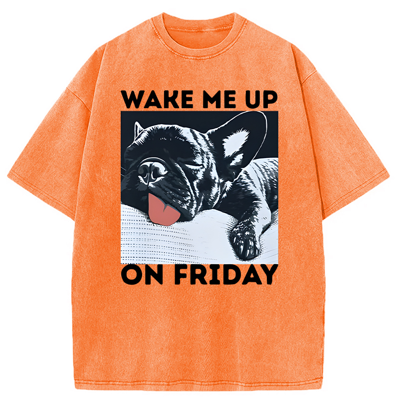 Modecanvas Wake Me Up On Friday DTG Printing Washed T-Shirt