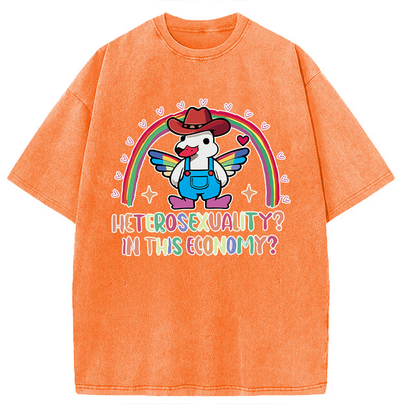 Modecanvas Duck Says No To Heteronormativity DTG Printing Washed T-Shirt