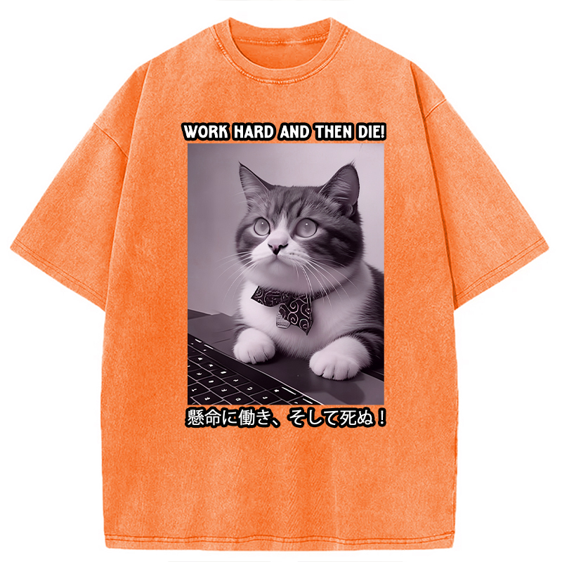 Modecanvas Work Hard And Then Die DTG Printing Washed T-Shirt