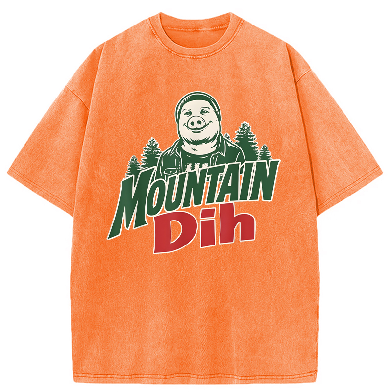Modecanvas Mountain Dih John Pork Brainrot Meme DTG Printing Washed T-Shirt