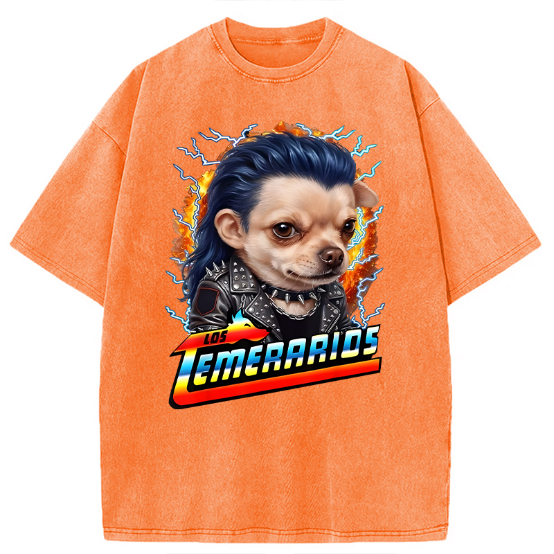 Modecanvas Los Temerarios Funny Dog Meme DTG Printing Washed T-Shirt