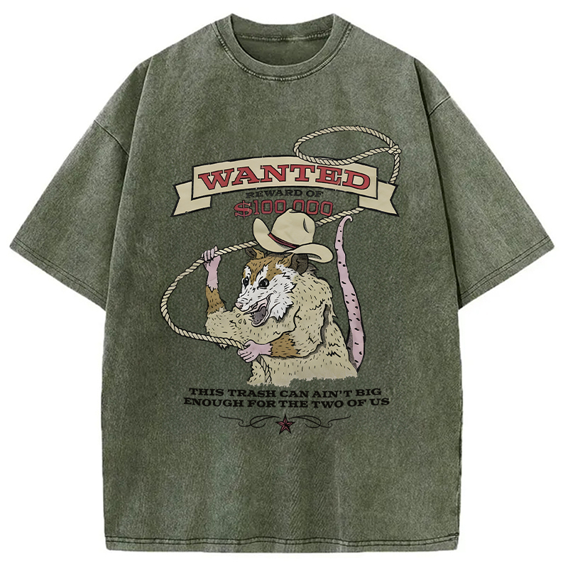 Modecanvas Wanted Cowboy Opossum DTG Printing Washed T-Shirt