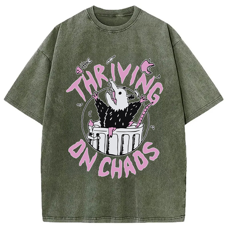 Modecanvas Thriving On Chaos Angry Possum DTG Printing Washed T-Shirt