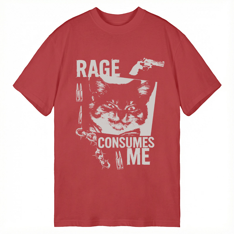 Modecanvas Rage Consumes Me Funny Cat Meme DTG Printing Classic T-Shirt-modecanvas