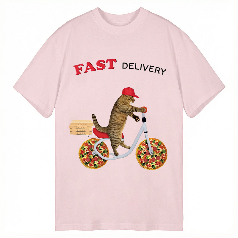 Modecanvas Cat Delivery Food DTG Printing Classic T-Shirt-modecanvas