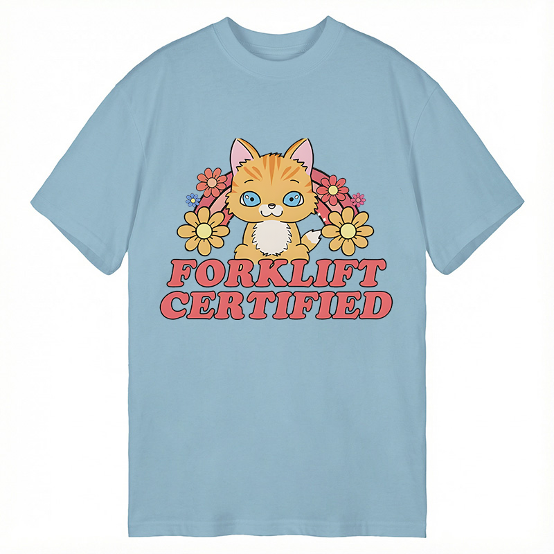 Modecanvas Forklift Certified Cat Meme DTG Printing Classic T-Shirt-modecanvas