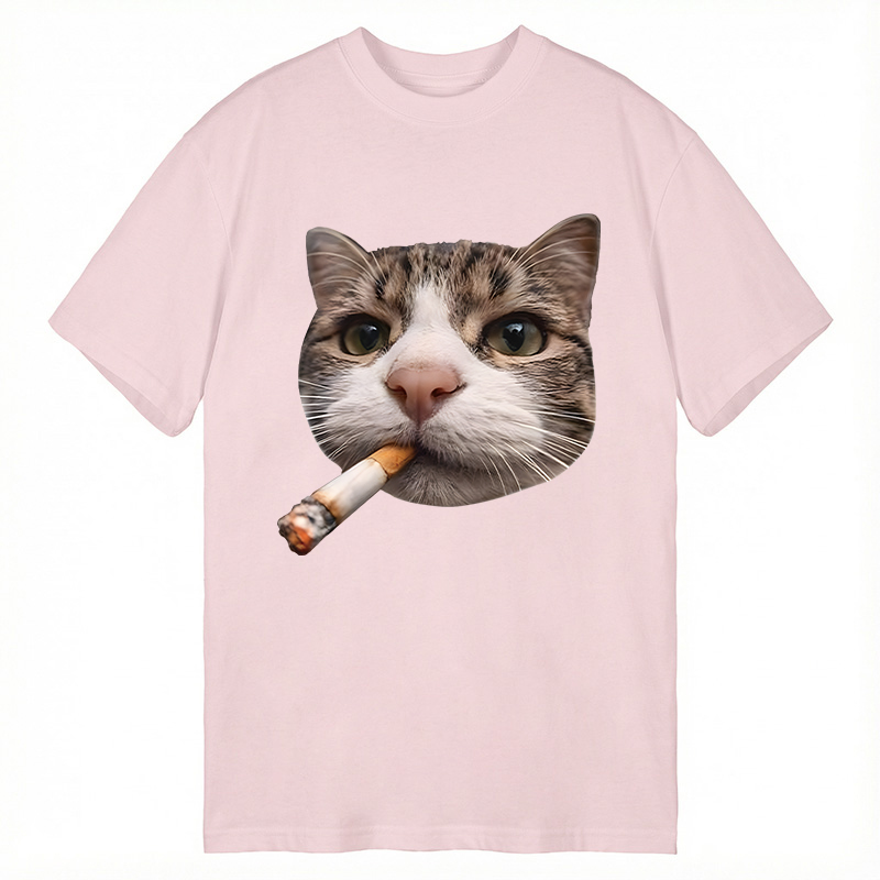 Modecanvas Smoking Cat Meme DTG Printing Classic T-Shirt-modecanvas