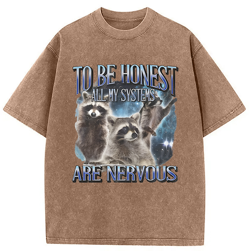 Modecanvas To Be Honest All My Systems Are Nervous DTG Printing Washed T-Shirt