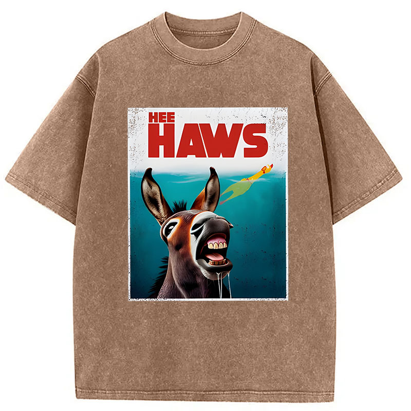 Modecanvas Funny Donkey And Rubber Chicken DTG Printing Washed T-Shirt