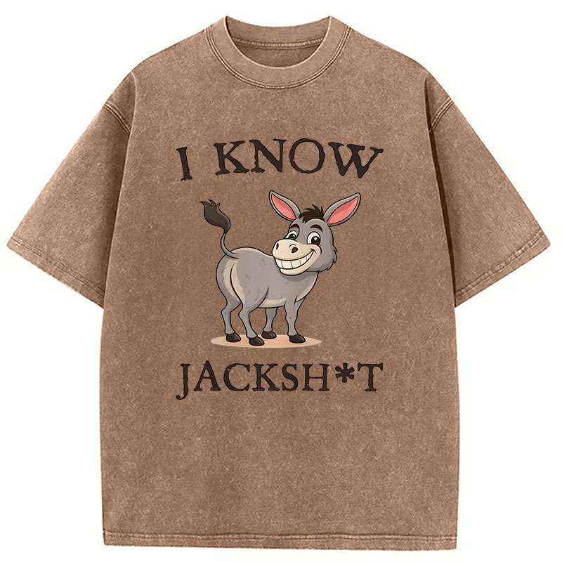 Modecanvas I Know Jackshit Donkey DTG Printing Washed T-Shirt