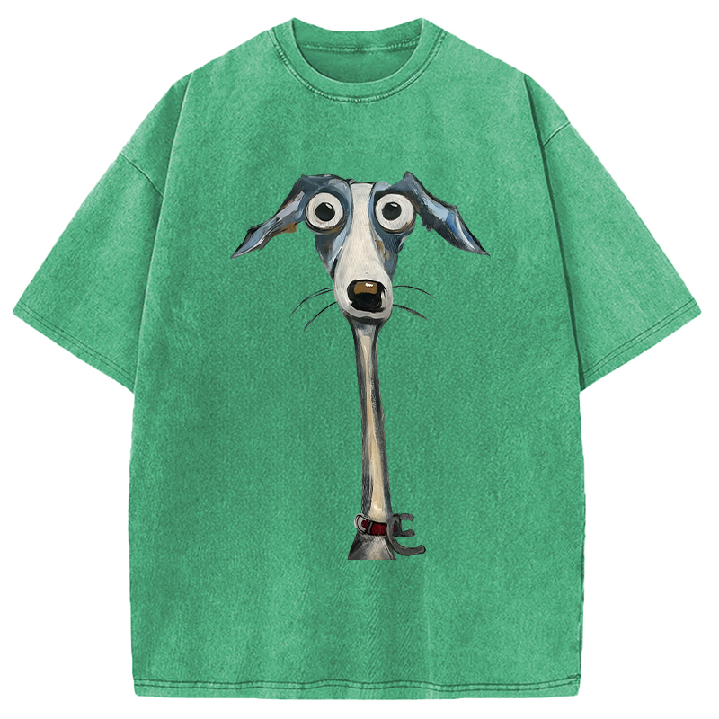 Modecanvas Funny Dog Art DTG Printing Washed T-Shirt