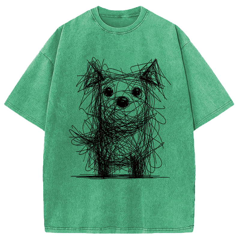 Modecanvas Scruffy Dog Chaos Art DTG Printing Washed T-Shirt