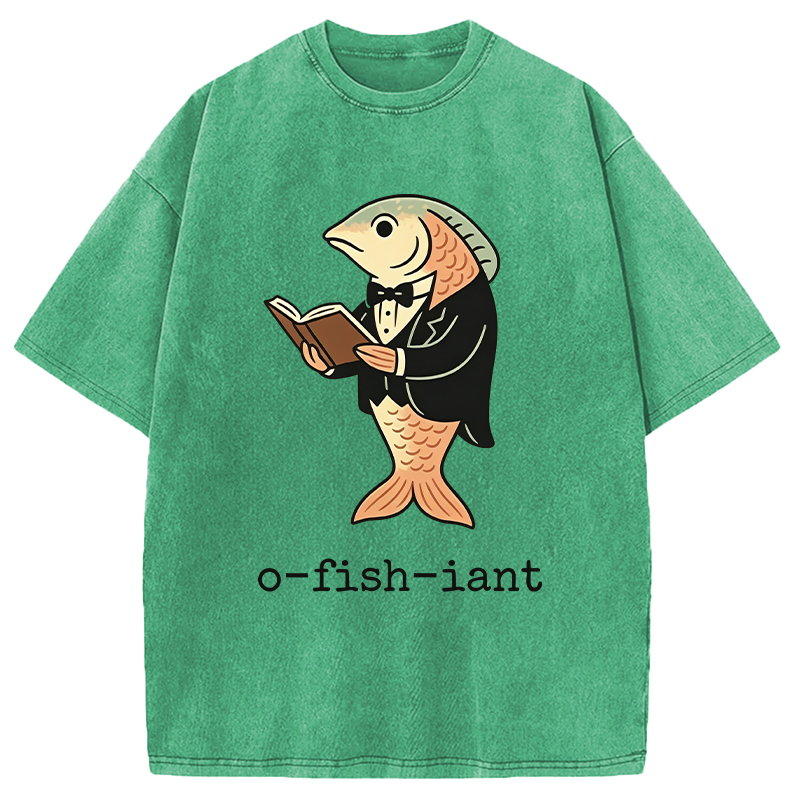 Modecanvas Fisherman O-fish-iant DTG Printing Washed T-Shirt