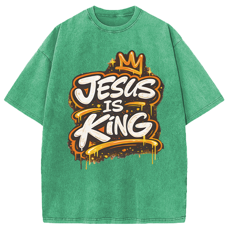 Modecanvas Jesus Is King Street DTG Printing Washed T-Shirt