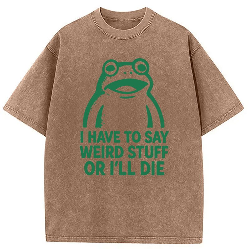 Modecanvas Weird Frog Funny Meme DTG Printing Washed T-Shirt
