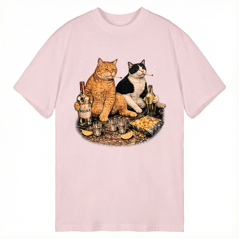 Modecanvas Funny Smoking Cat DTG Printing Classic T-Shirt-modecanvas