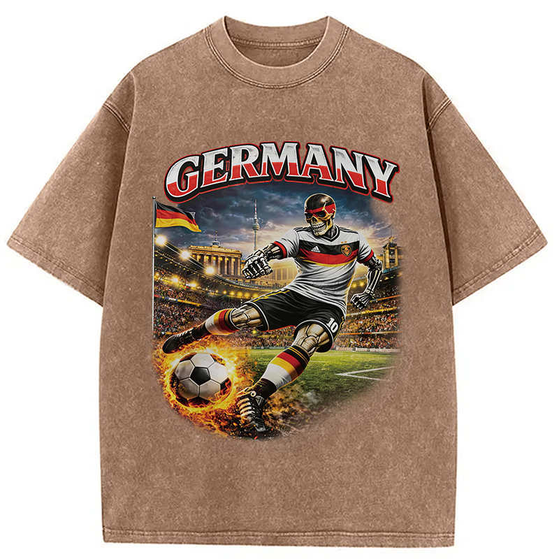 Modecanvas Germany Soccer Vintage DTG Printing Washed T-Shirt
