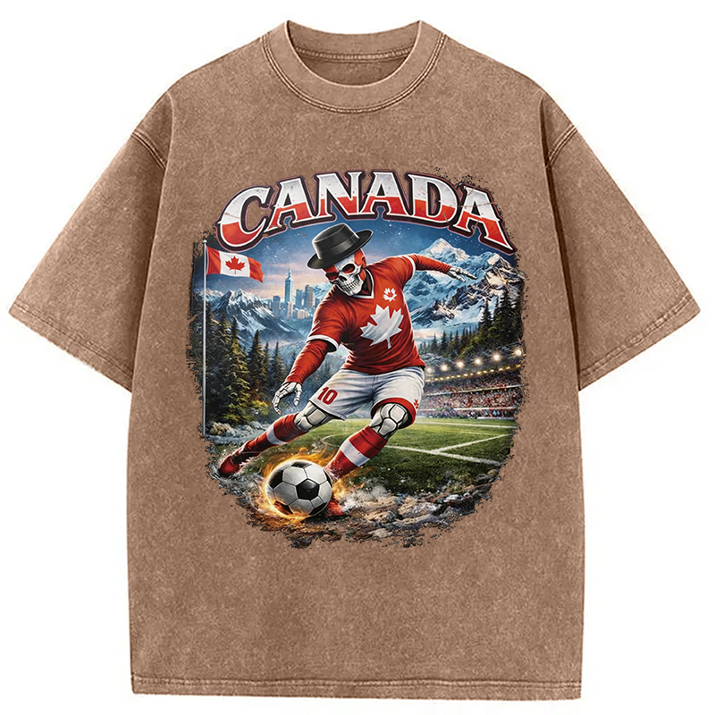 Modecanvas Canada Soccer Vintage DTG Printing Washed T-Shirt