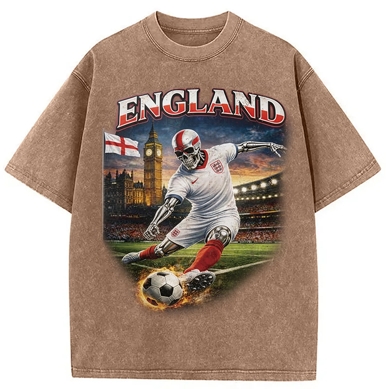 Modecanvas England Soccer DTG Printing Washed T-Shirt