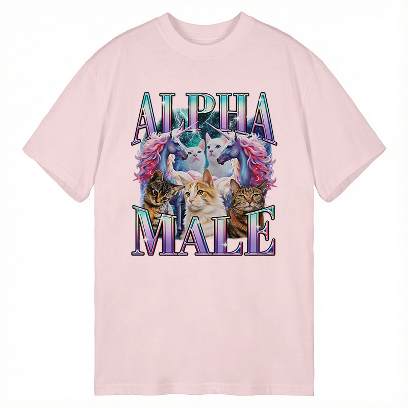 Modecanvas Alpha Male Unicorn Cat DTG Printing Classic T-Shirt-modecanvas