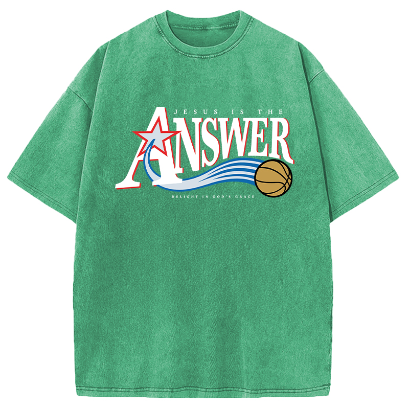 Modecanvas Jesus Is The Answer DTG Printing Washed T-Shirt
