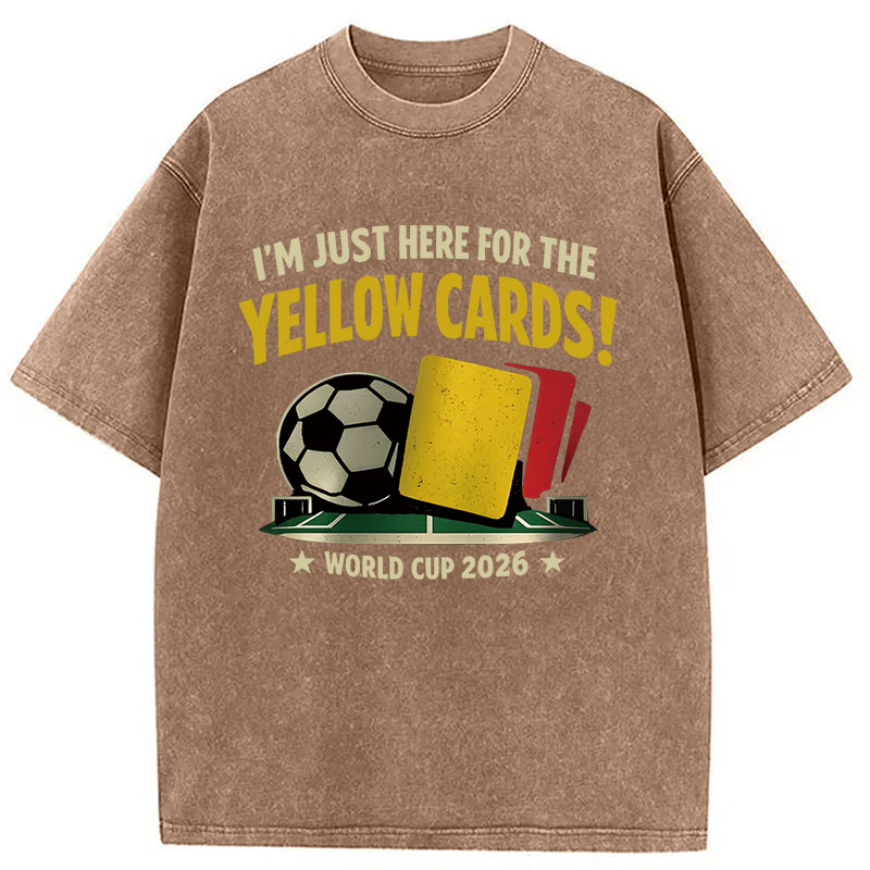 Modecanvas Funny Yellow Card Soccer DTG Printing Washed T-Shirt