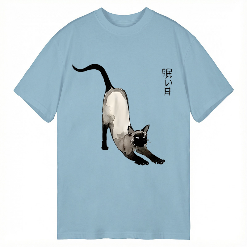 Modecanvas Japanese Siamese Cat DTG Printing Classic T-Shirt-modecanvas