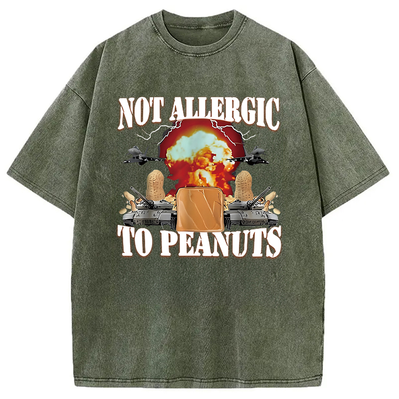 Modecanvas Not Allergic To Peanut Cursed Peanut Butter Washed T-Shirt