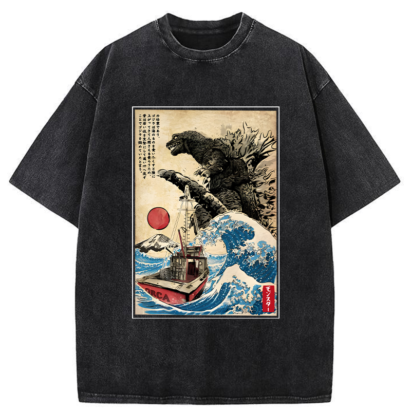 Modecanvas Orca in Japan Wave Washed T-Shirt