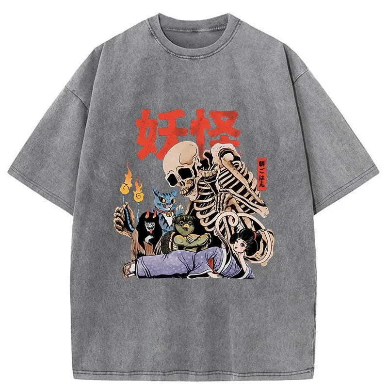 Modecanvas The Yokai Club DTG Printing Washed T-Shirt-modecanvas