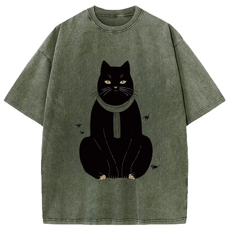 Modecanvas Japanese Cat With Scarf Washed T-Shirt