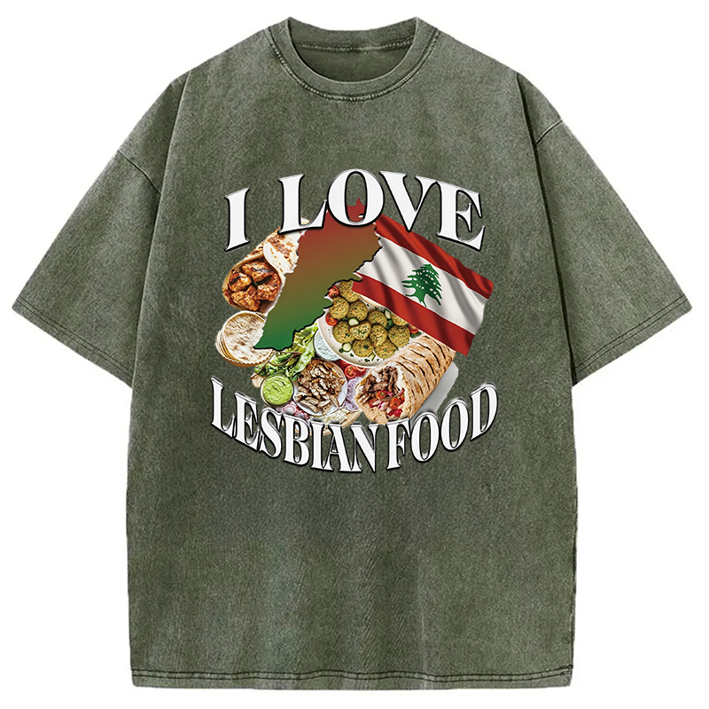 Modecanvas I Love Lesbian Food Washed T-Shirt