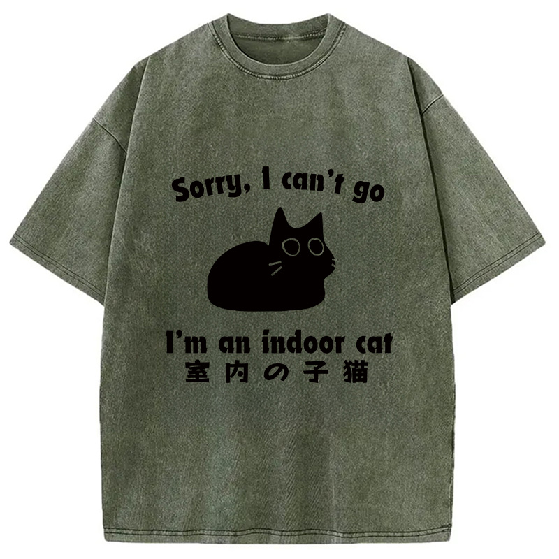 Modecanvas Indoor Kitten Washed T-Shirt-modecanvas