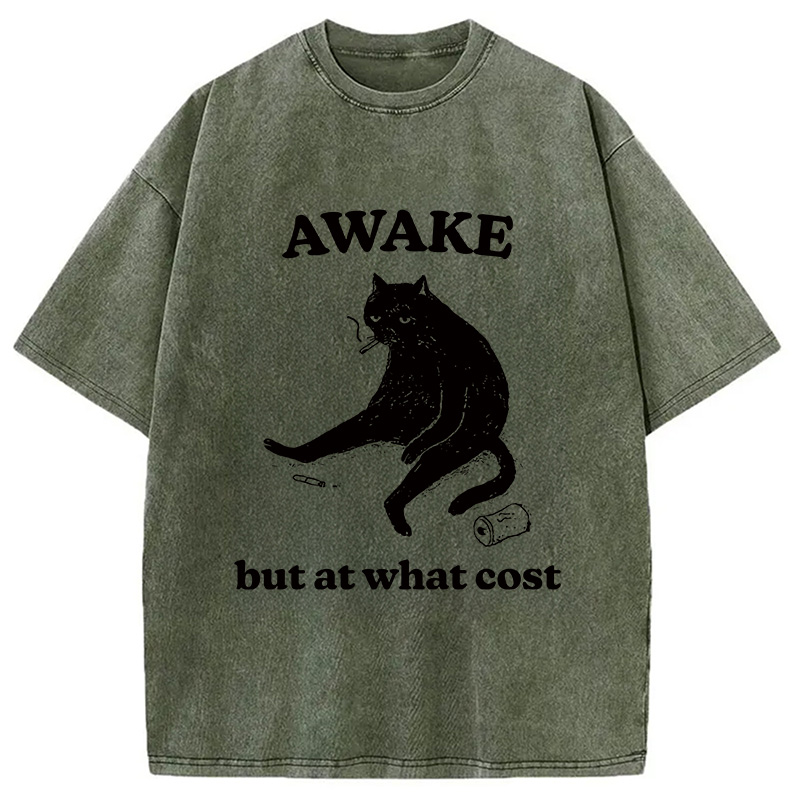 Modecanvas Decadent Smoking Cat Washed T-Shirt-modecanvas