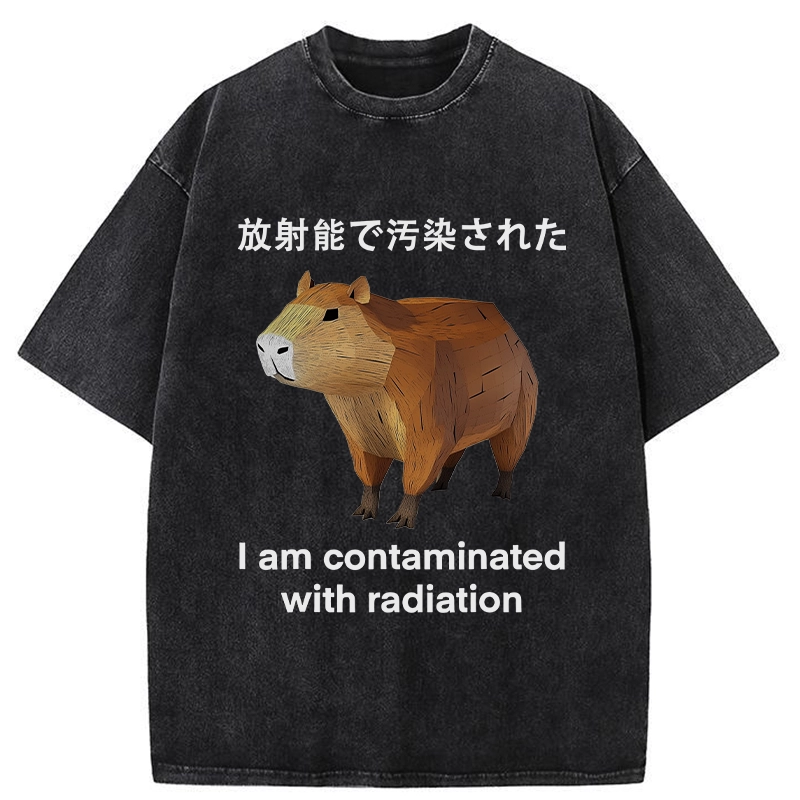 Modecanvas Capybara Contaminated By Radiation Washed T-Shirt-modecanvas