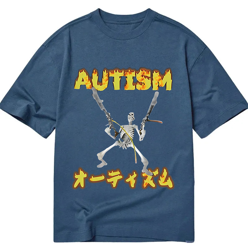 Modecanvas Autism Funny Skeleton DTG Printing Classic T-Shirt-modecanvas