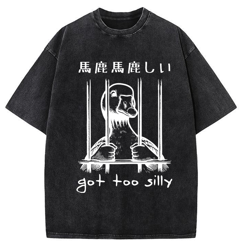 Modecanvas Got Too Silly Washed T-Shirt-modecanvas