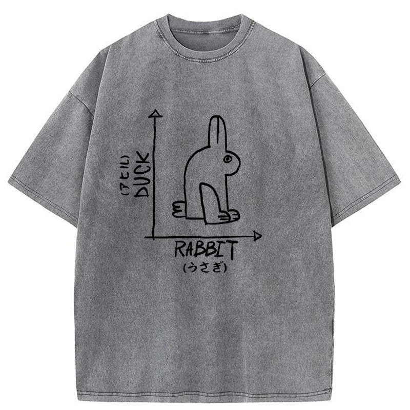 Modecanvas A Rabbit And A Duck Washed T-Shirt