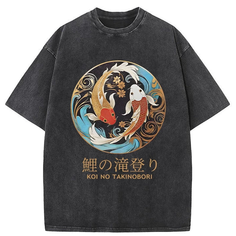 Modecanvas Two Koi Carps Washed T-Shirt
