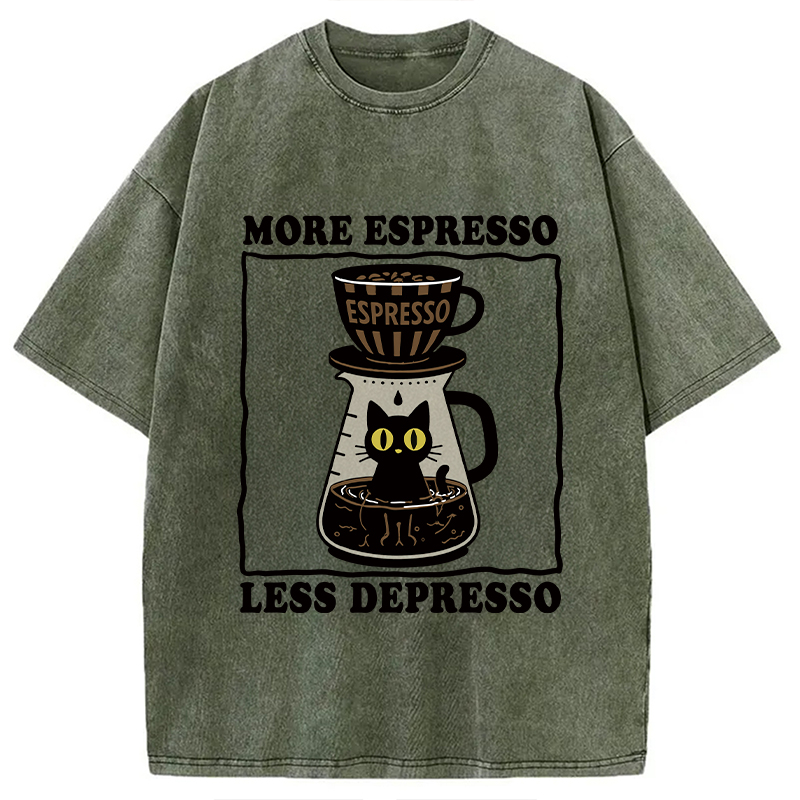 Modecanvas Cats And Coffee Washed T-Shirt